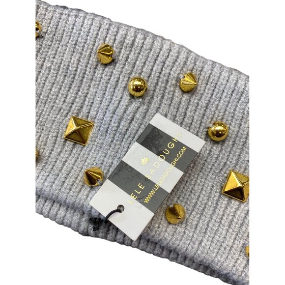 Lele Sadoughi Studded Ear Warmer Gray Size One Size NWT New Knit - Picture 2 of 3